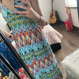 Pink Rose Multi-Colored Maxi Dress